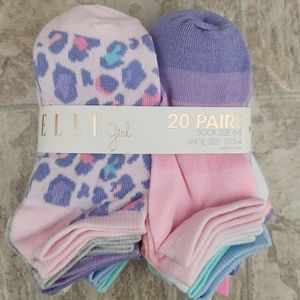Elle Girl 20-Pack Ankle Socks, Multicolor, Size: 6-8